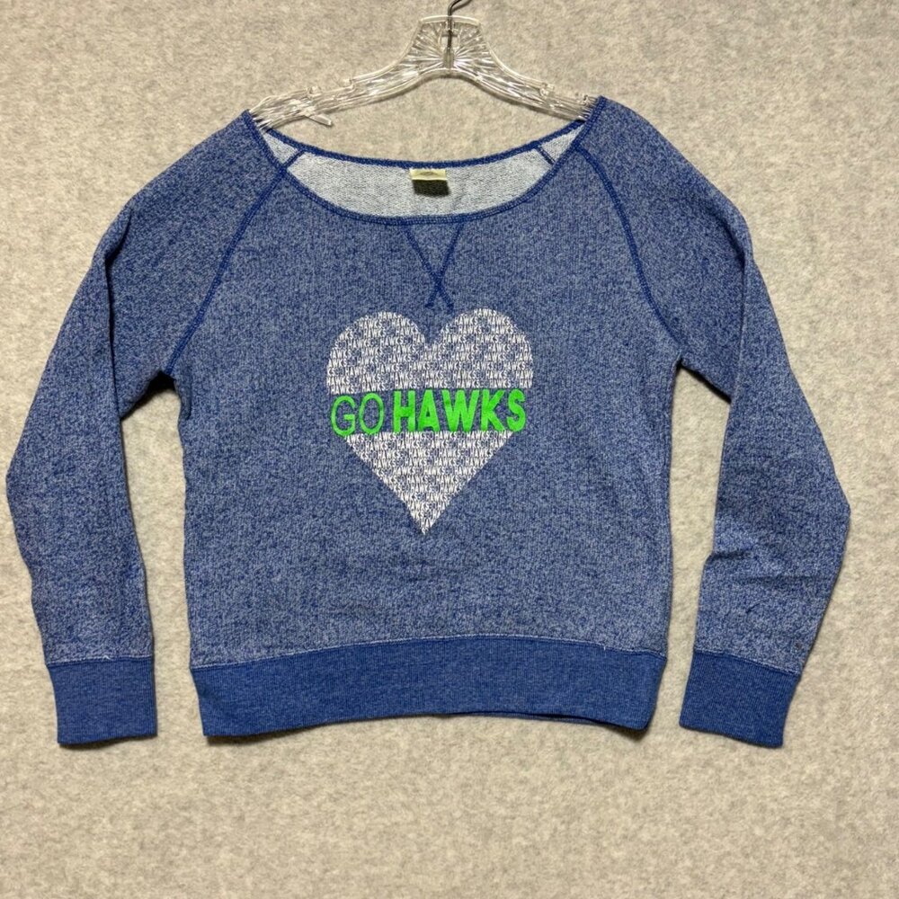 Seattle Seahawks Go Hawks Blue Heather Sweatshirt Youth Large Independent Tradin